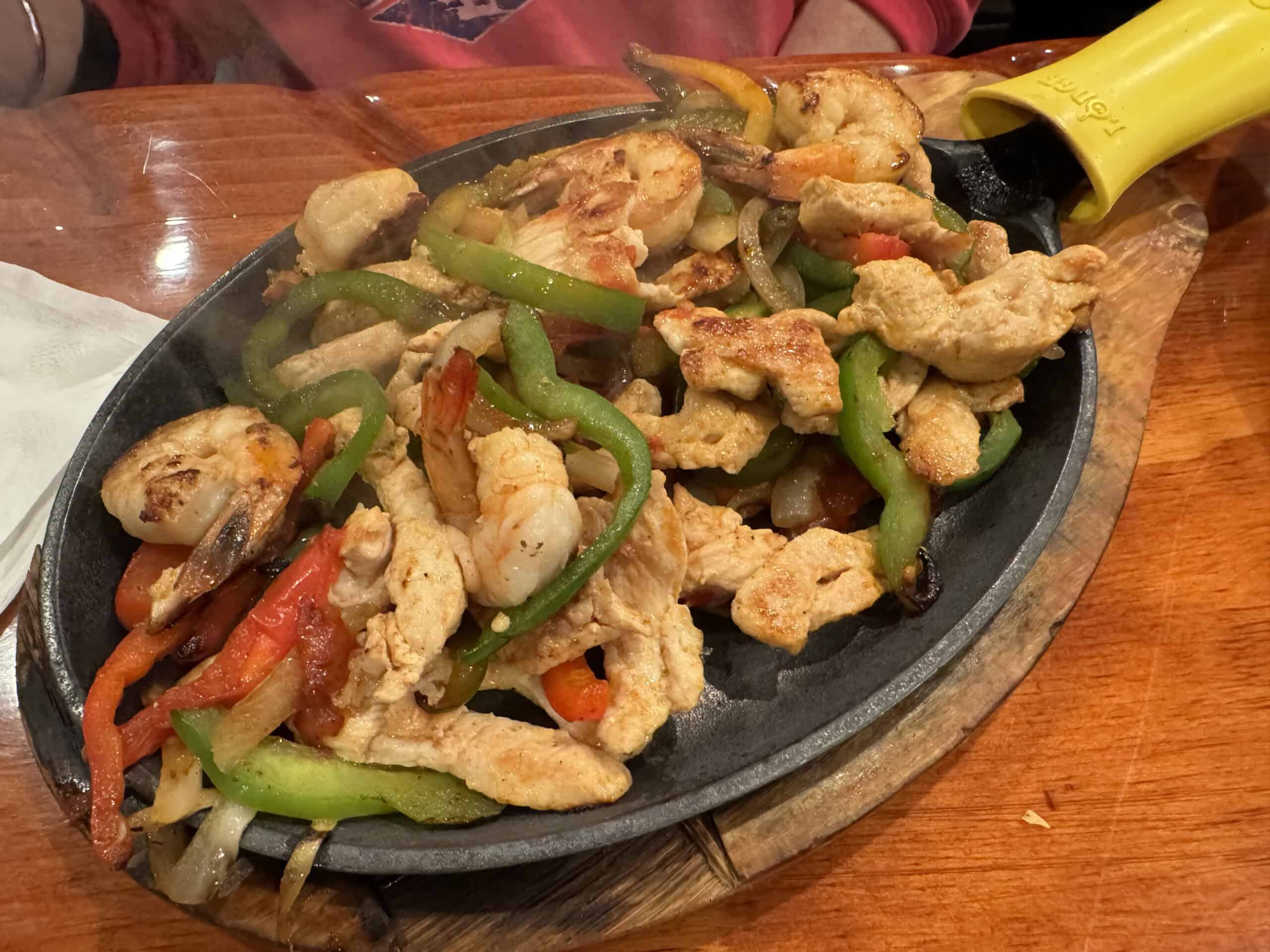 Chicken and shrimp fajitas
