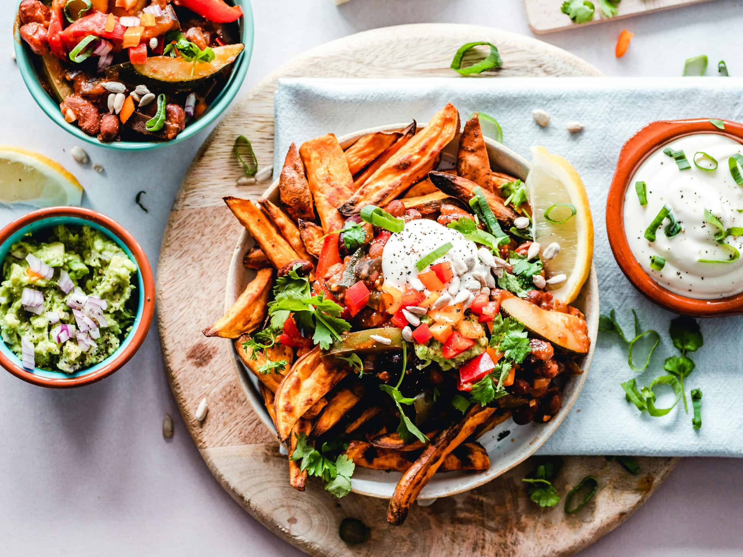 Sweet potato fries and sour cream
