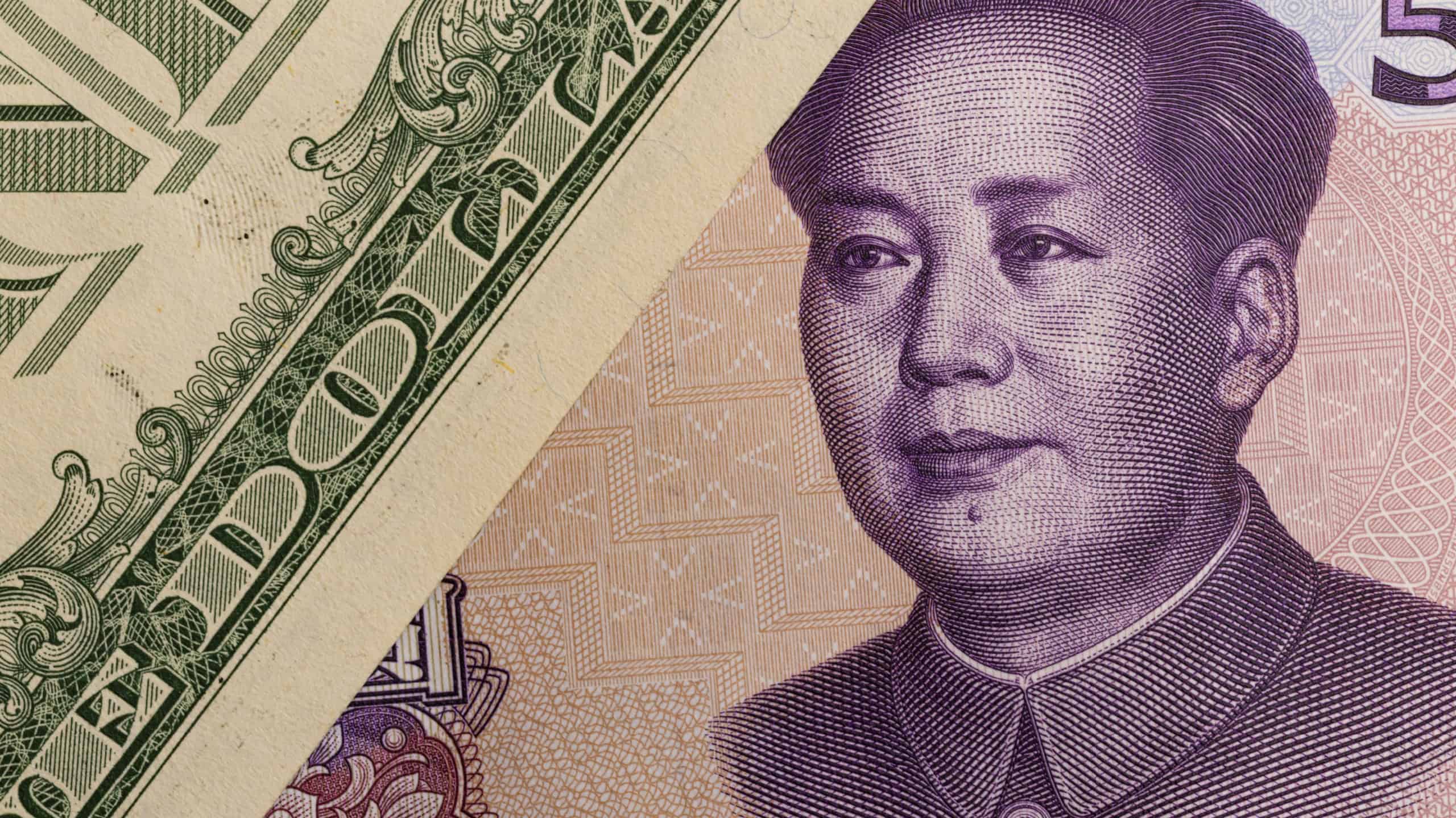 Mao Zedong Hidden by Dollar Bill Slices Close-up